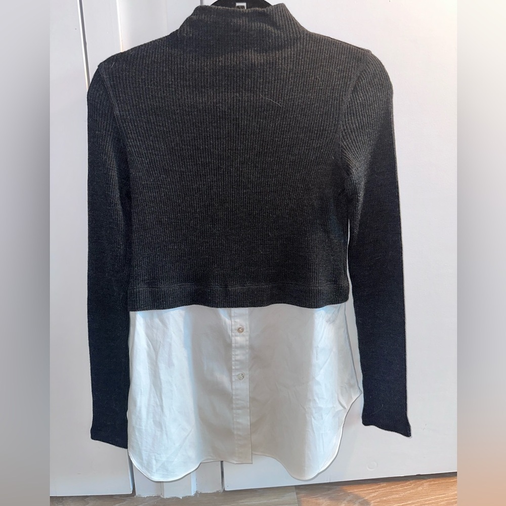 Theory Mixed Media Wool Sweater Shirt